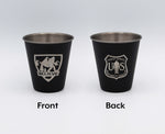 Bigfoot Believe Shield with USFS Department of Sasquatch - Stainless Steel Shot Glass - Squatch Metalworks