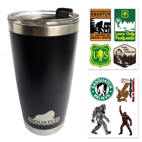 Squatch Metalworks - 20 oz Black - Stainless-Steel Tumbler with Lid - Squatch Metalworks