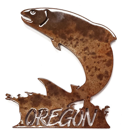 Jumping Salmon with Oregon - Magnet